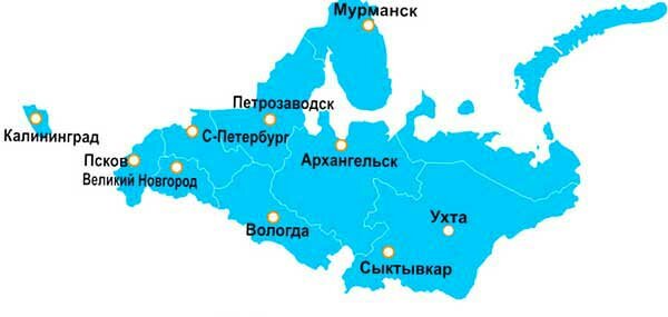 карта Северо-Западного региона РФ